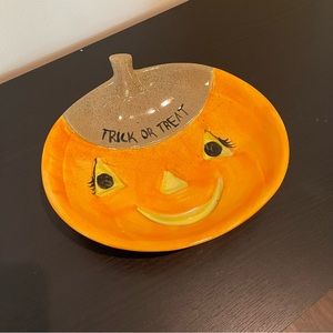 Vintage Glazed Ceramic Halloween Candy Dish